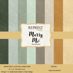   Papírkészlet, Alapkarton 12" (30 cm) - Marry Me - Reprint Cardstock (12 ív)