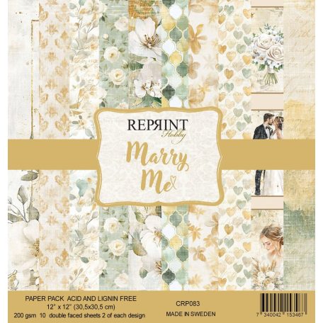 Scrapbook papírkészlet 12" (30 cm) - Marry Me - Reprint Paper Pack (10 ív)
