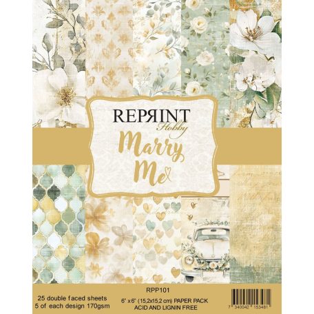 Scrapbook papírkészlet 6" (15 cm) - Marry Me - Reprint Paper Pack (25 ív)