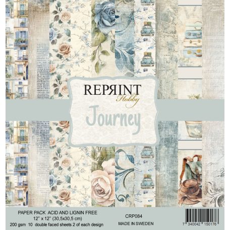 Scrapbook papírkészlet 12" (30 cm) - Journey - Reprint Paper Pack (10 ív)