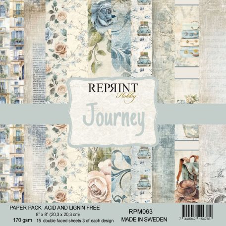 Scrapbook papírkészlet 8" (20 cm) - Journey - Reprint Paper Pack (15 ív)