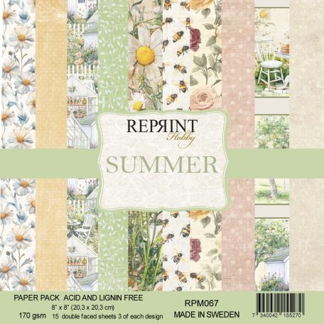 Scrapbook papírkészlet 8" (20 cm) - Summer - Reprint Paper Pack (15 ív)