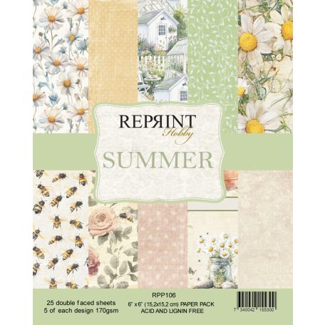 Scrapbook papírkészlet 6" (15 cm) - Summer - Reprint Paper Pack (25 ív)