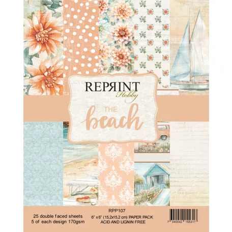 Scrapbook papírkészlet 6" (15 cm) - The Beach - Reprint Paper Pack (25 ív)