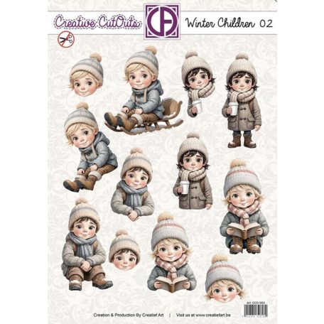 Kivágóív - perforált A4 - Winter Children 02 - Creative CutOuts (1 lap)