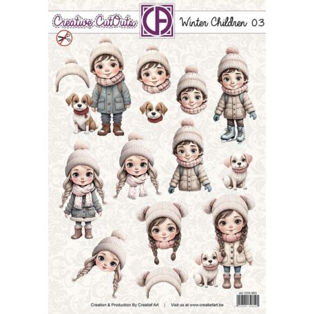 Kivágóív - perforált A4 - Winter Children 03 - Creative CutOuts (1 lap)
