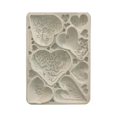   Stamperia Alice in Christmas  Szilikon öntőforma A5 Simple Hearts Silicon Mould (1 db)