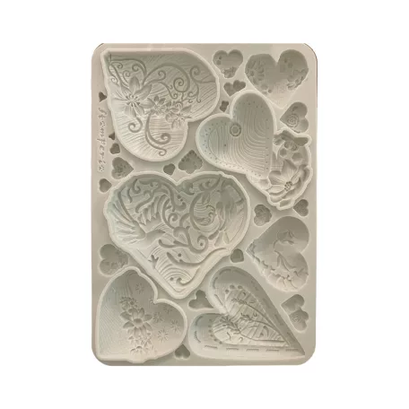 Stamperia Alice in Christmas  Szilikon öntőforma A5 Simple Hearts Silicon Mould (1 db)