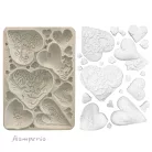 Stamperia Alice in Christmas  Szilikon öntőforma A5 Simple Hearts Silicon Mould (1 db)
