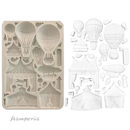 Stamperia Alice in Christmas  Szilikon öntőforma A5 Circus and Air Balloons Silicon Mould (1 db)