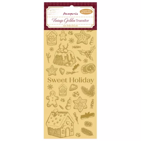 Stamperia Vintage Golden Arany transzfer matrica  Sweet Holiday Transfer (1 ív)