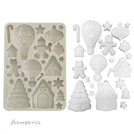 Stamperia Candy Christmas Szilikon öntőforma A5 Gingerbreads Silicon Mould (1 db)