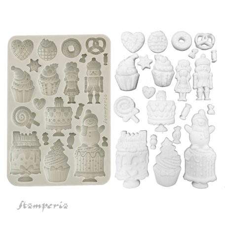 Stamperia Candy Christmas Szilikon öntőforma A5 Cakes Silicon Mould (1 db)