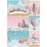   Stamperia Candy Christmas Rizspapír A4 Cards Rice Paper (1 ív)