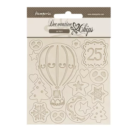Stamperia Candy Christmas Chipboard 14x14 cm Air balloons Decorative Chips (1 ív)