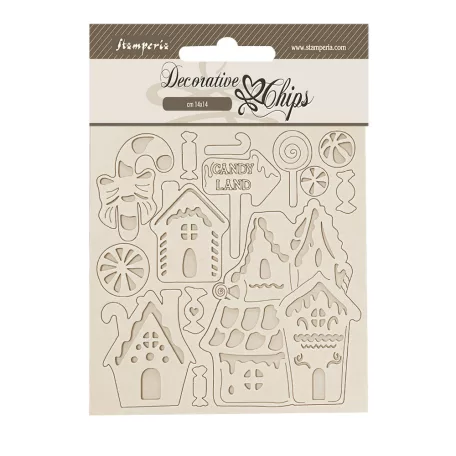Stamperia Candy Christmas Chipboard 14x14 cm Marzipan House Decorative Chips (1 ív)