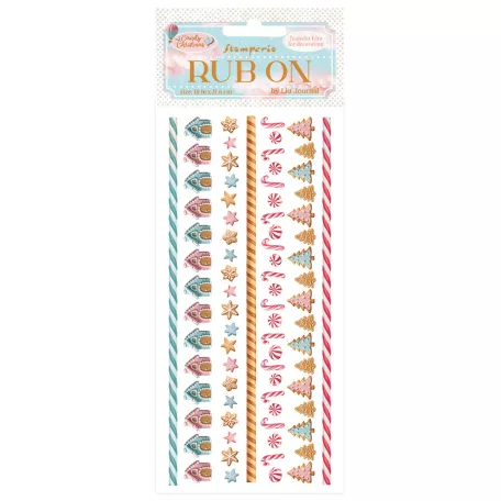 Stamperia Candy Christmas Kaparós matrica  Stripes Rub-On (1 ív)