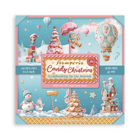Stamperia Candy Christmas Papírkészlet 8" (20 cm) Single Face Maxi Paper Pack (22 ív)