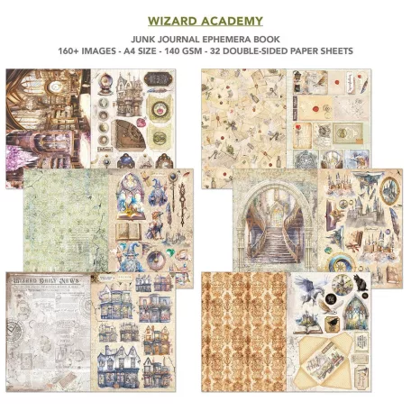 Ciao Bella Wizard Academy Kivágóív készlet A4 Ephemera Book (32 ív)