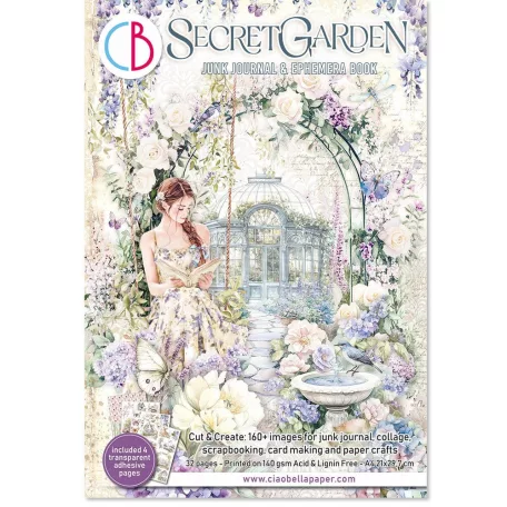 Ciao Bella Secret Garden Kivágóív készlet A4 Ephemera Book (32 ív)
