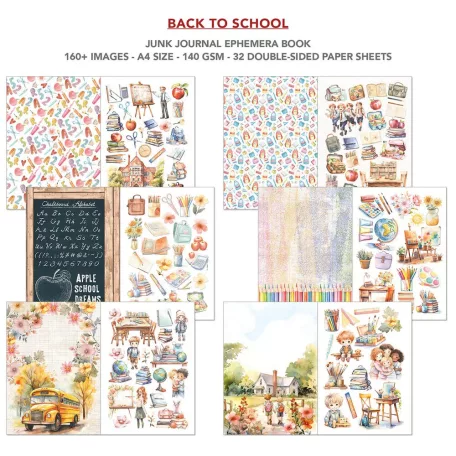 Ciao Bella Back to School Kivágóív készlet A4 Ephemera Book (32 ív)