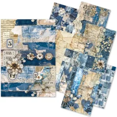   Ciao Bella Urban Blue Denim Papírkészlet A5 Craftmix Paper Pack - Tissue & Vellum Variety (8 ív)