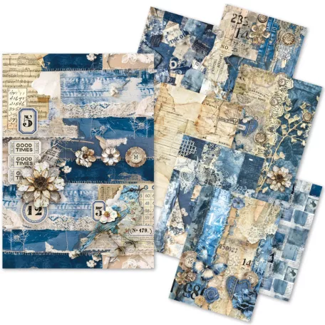 Ciao Bella Urban Blue Denim Papírkészlet A5 Craftmix Paper Pack - Tissue & Vellum Variety (8 ív)