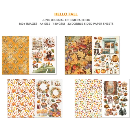 Ciao Bella Hello Fall Kivágóív készlet A4 Junk Journal Ephemera Book (32 ív)