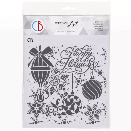 Ciao Bella Winter Season Stencil 8"x8" (20x20cm) Happy holidays Stencil (1 db)