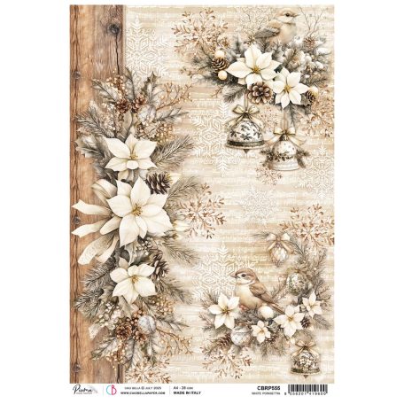 Ciao Bella Winter Season Rizspapír A4 White Poinsettia Rice Paper (1 ív)