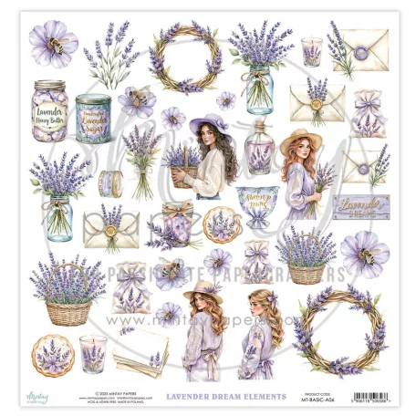Mintay Papers Lavender Dream Scrapbook kivágíóív  12" (30 cm) 1 ív