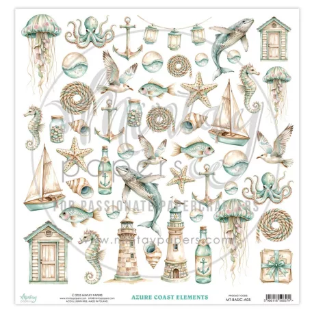 Mintay Papers Azure Coast Scrapbook kivágíóív 12" (30 cm) 1 ív