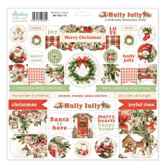   Mintay Papers Chipboard 12" (30 cm) - Chipboard Ephemera Sheet - Holly Jolly (1 ív)