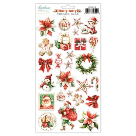 Mintay Papers Holly Jolly Matrica Paper Stickers Elements  1 csomag