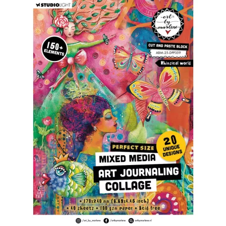 Kollázs papír Art Journal Perfect size Art by Marlene Cut and paste book Whymsical world (1 db)