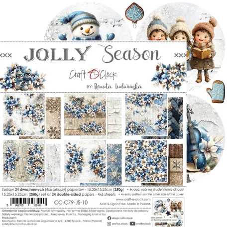 Craft O'Clock Scrapbook papírkészlet 6" (15 cm) Jolly Season Paper Collection Set (24 ív)