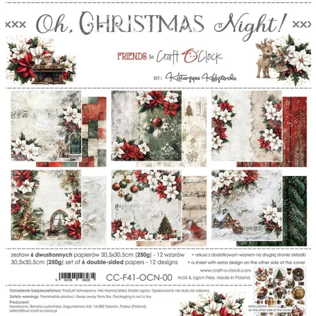 Craft O'Clock Scrapbook papírkészlet 12" (30 cm) Oh, Christmas Night Paper Collection Set (6 ív)