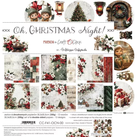 Craft O'Clock Scrapbook papírkészlet 12" (30 cm) Oh, Christmas Night Paper Collection Set (6 ív)