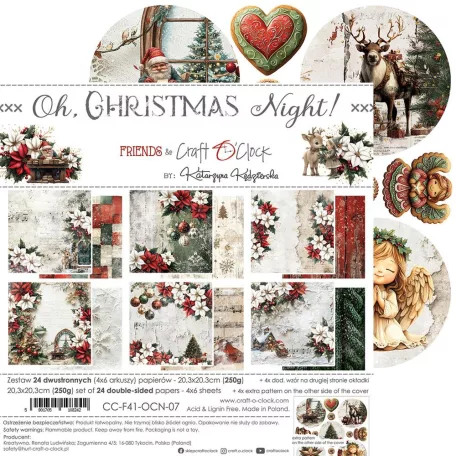 Craft O'Clock Scrapbook papírkészlet 8" (20 cm) Oh, Christmas Night Paper Collection Set (24 ív)