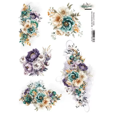 Alchemy of Art Rizspapír A4 - In Shades Of Blue - Flowers 2 - Rice Paper (1 ív)