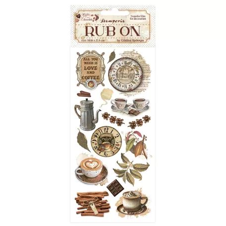 Stamperia Coffee and Chocolate Kaparós matrica  All You Need Is Love And Coffee Rub-On (1 ív)