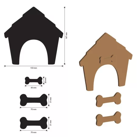 Stamperia Furry Friends MDF alap  Doghouse and Bones Crafty Shapes MDF BLANKS (1 db)