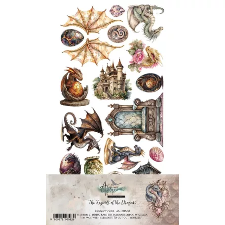 Alchemy of Art Kivágóív 6"x12" (15cm x 30 cm) The Legends Of The Dragons Extras to Cut Set (1 csomag)