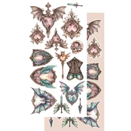 Alchemy of Art Kivágóív 6"x12" (15cm x 30 cm) The Legends Of The Dragons Extras to Cut Set (1 csomag)