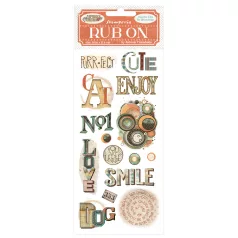   Stamperia Furry Friends Kaparós matrica  Writings Rub-On (1 ív)