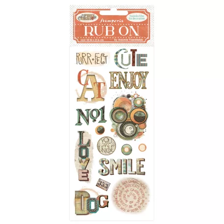 Stamperia Furry Friends Kaparós matrica  Writings Rub-On (1 ív)