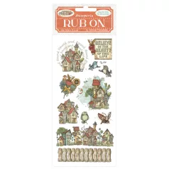   Stamperia Furry Friends Kaparós matrica  Houses Rub-On (1 ív)