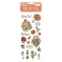   Stamperia Furry Friends Kaparós matrica  Flowers Rub-On (1 ív)