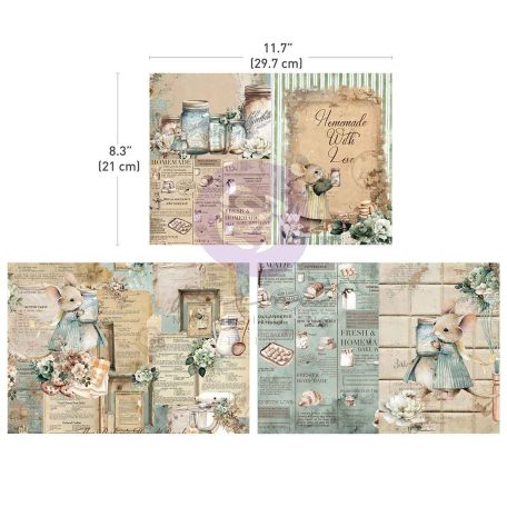 Redesign with Prima The Home Baker Decoupage papír A4 Decoupage Decor Tissue Paper (3 ív)