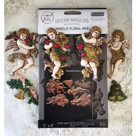 Redesign with Prima Angelic Floral Noel Öntőforma 5″X8″ Décor Mould (1 db)